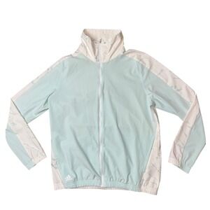 Adidas Primeblue Parley Track Jacket Womens Medium Mint Green White Marble Print